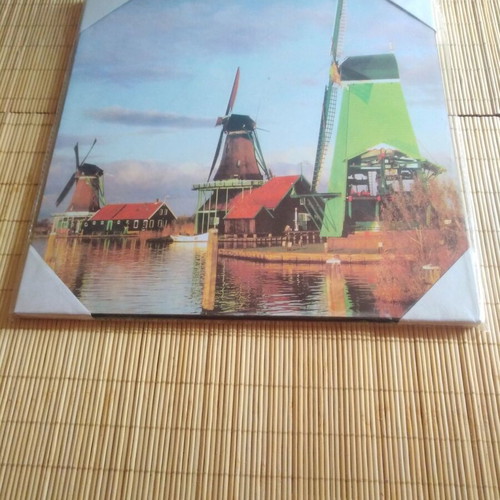 Canvas with paper photo new on wood