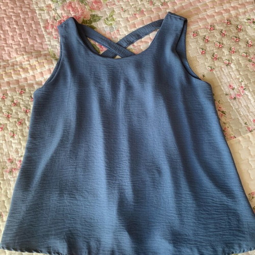 Sleeveless blouse blue raf new, one size with crisscross back