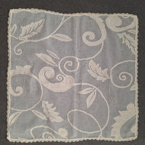 Table linen new with design, square, ecru