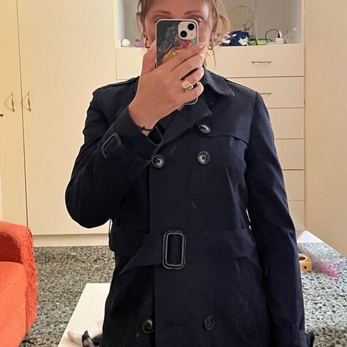 Stradivarius women's navy trench coat size S like new