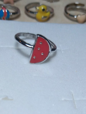 Silver 925° children's ring watermelon with enamel, new
