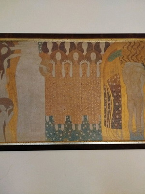 Wood print like new, klimt theme with wooden frame 110x60