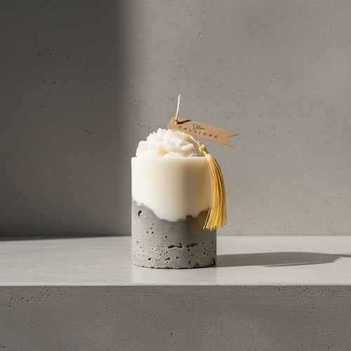 Calliope Cement Candle new, minimal with concrete base