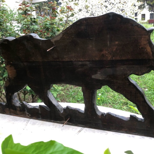 Applique wooden carved bull used, decorative butcher shop
