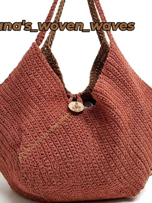 Handmade large shoulder bag terracotta, 100% cotton yarn