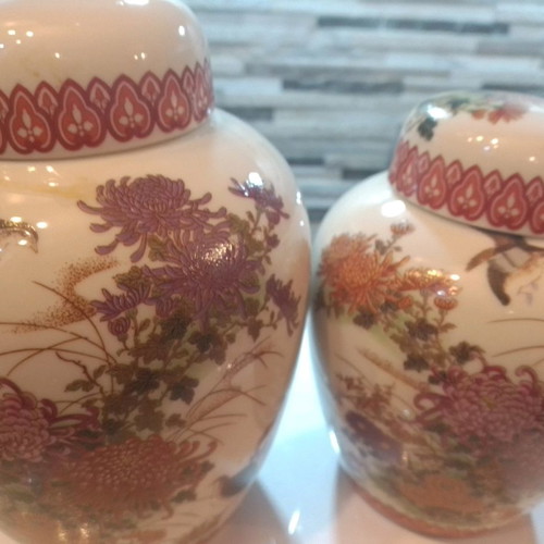 Shibata Japan vases used, set of 2 with stamp