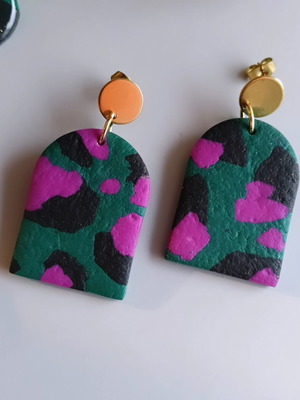 Animal Print Earrings multicolor with steel clasp new