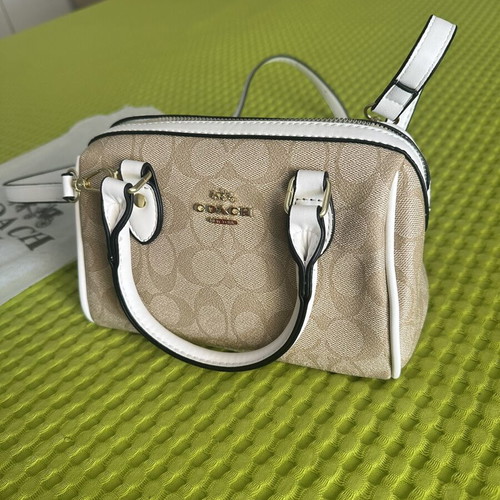 Coach Mini Rowan Crossbody bag, beige and white