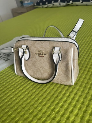 Coach Mini Rowan Crossbody bag, beige and white