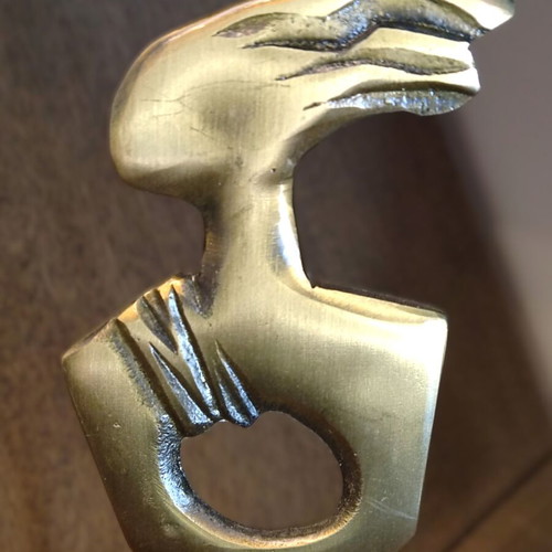 Modern brass sculpture used, abstract female figure 27cm