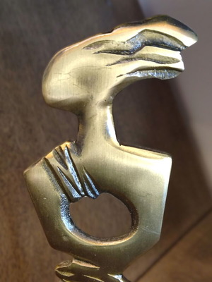 Modern brass sculpture used, abstract female figure 27cm