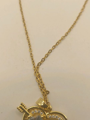 Chain with heart new, silver gold plated
