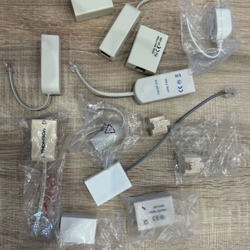 Telephony equipment new, pack with splitter and network cables