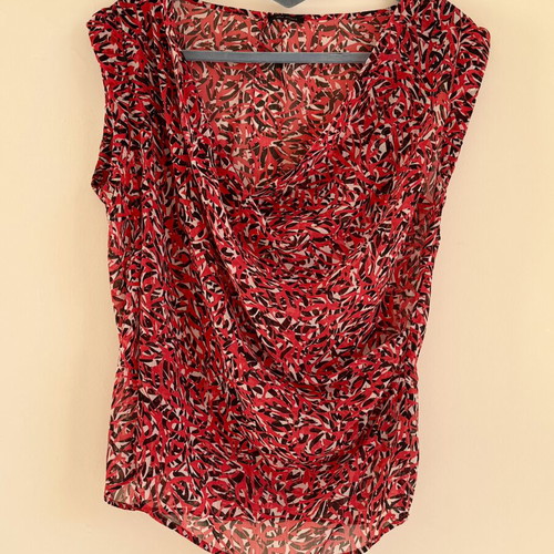 Ikks Women airy blouse size 38 M like new, black and red