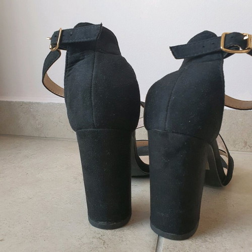 Just Me sandals like new, black suede, size 38, 10cm heel
