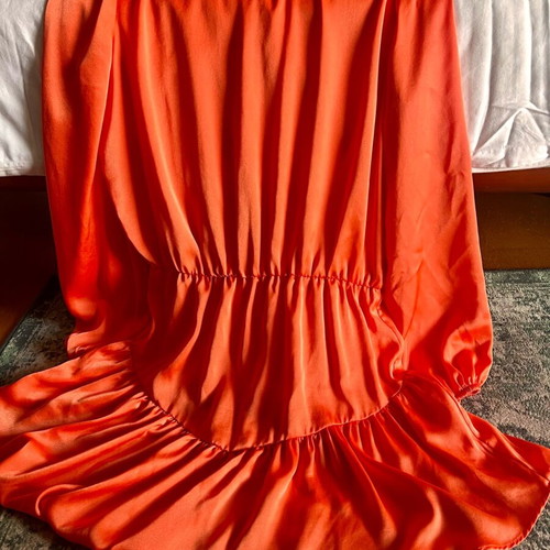 Satin dress orange like new, size S, Zoya