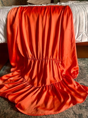 Satin dress orange like new, size S, Zoya
