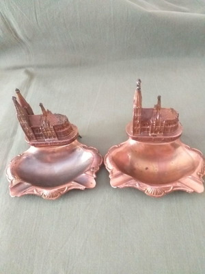 Διακοσμητικά σταχτοδοχεία μεταχειρισμένα, vintage, μπρούτζινα, σετ 2