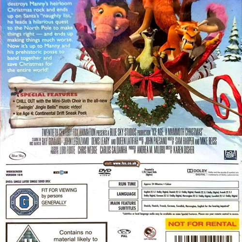 DVD Ice Age A Mammoth Christmas καινούργιο με αγγλικούς υπότιτλους