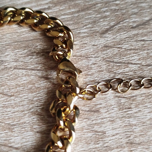 Necklace new steel gray and gold color
