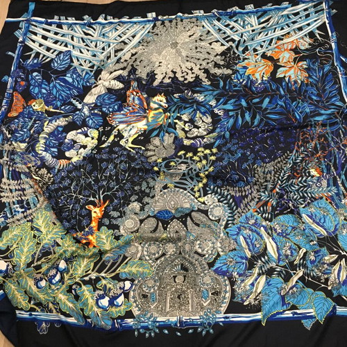 Scarf Stole Mythes et Metamorphoses Annie Faivre Silk 140x140