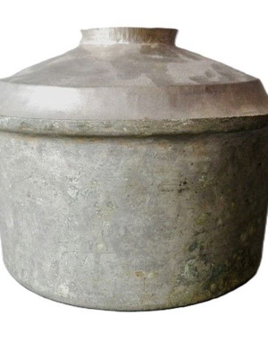 Copper Pot with Lid used, vintage kitchenware 17×12 cm