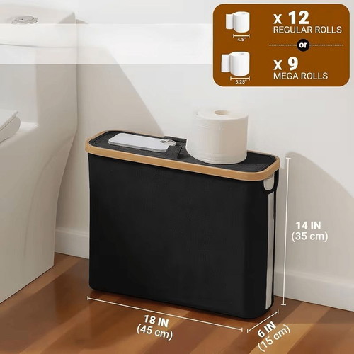 Foldable Toilet Paper Holder with Wooden Frame, Like New