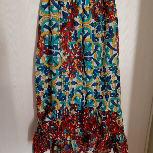 Koala Bay summer skirt, multicolor, maxi, asymmetrical