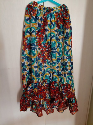 Koala Bay summer skirt, multicolor, maxi, asymmetrical