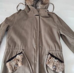 Rococo women's parka jacket khaki with natural fur and sequins