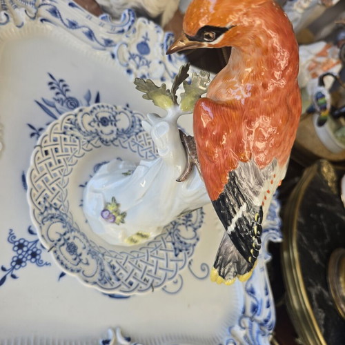Meissen porcelain figure like new, waxwing on branch