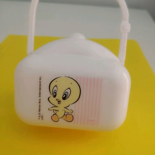 Plastic pacifier case used with Tweety design