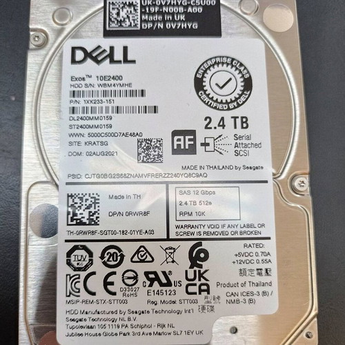 Dell 2.4TB SAS 12Gb/s 10K RPM 2.5" Enterprise HDD like new