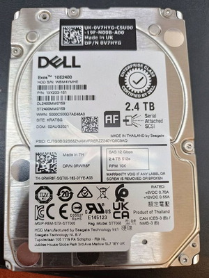 Dell 2.4TB SAS 12Gb/s 10K RPM 2.5" Enterprise HDD like new