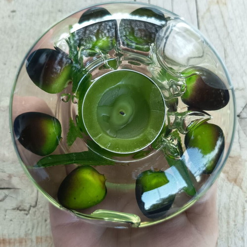 Vintage acrylic glass tealight holder with olive motif, like new