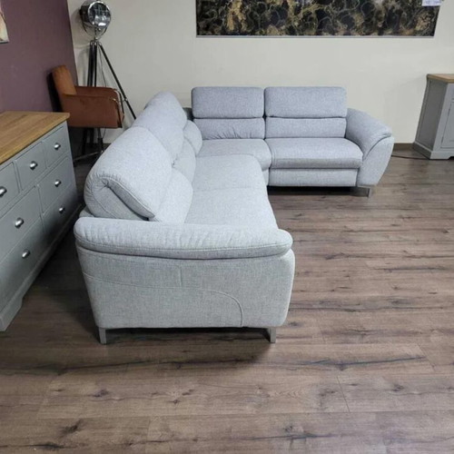 Gray HUKLA M-Bavero corner sofa new with electric relax mechanism
