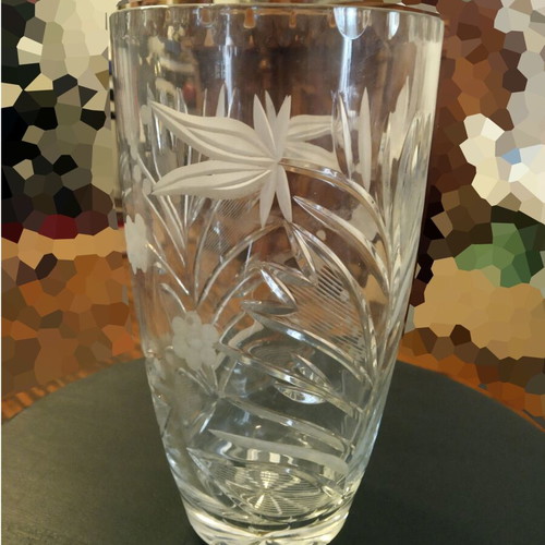 Crystal Antique Engraved Vase Like New