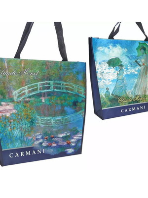 Τσάντα ώμου Carmani με έργα Claude Monet, νέα, βιοδιασπώμενο υλικό