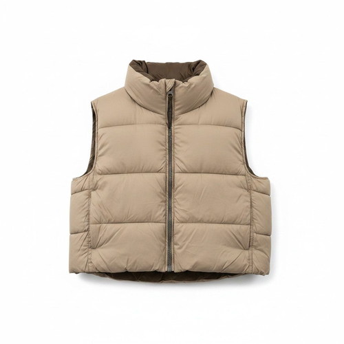 Reversible beige and brown puffer vest, size S