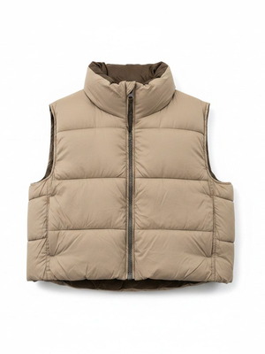 Reversible beige and brown puffer vest, size S