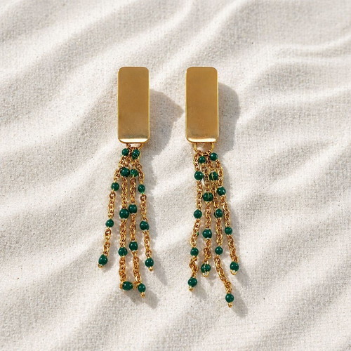 Handmade steel earrings with enamel new, green and gold
