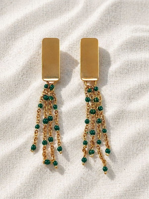 Handmade steel earrings with enamel new, green and gold