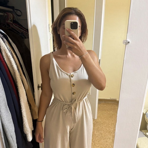 Bershka beige jumpsuit with belt, unworn