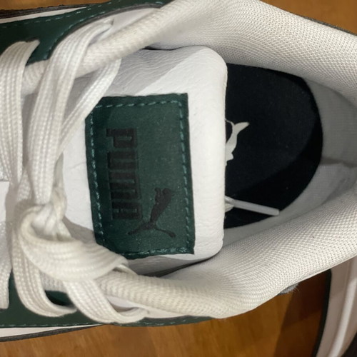 Puma Rebound Low v6 sneakers, white and green, size 42.5
