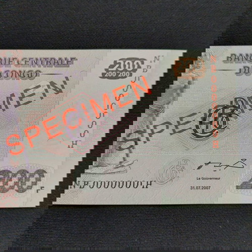 SPECIMEN. CONGO 200 FRANCS.