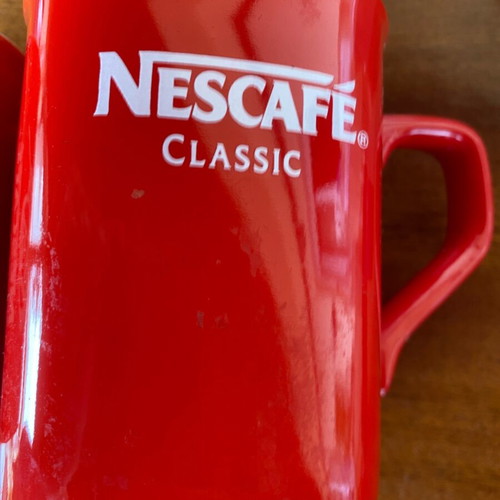 Nescafe mugs used, collectible, red, Christmas, pack of 2