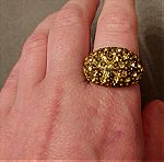  Δαχτυλίδι μπρονζέ με χρυσαφί κρυσταλλάκια