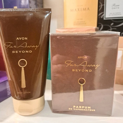 Avon Far Away Beyond gift set with 150ml body lotion and 50ml perfume, new