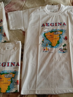 Aegina map print T-shirts, pack of 3, white, size 12