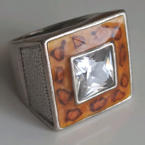 Leopard ring silver 925 like new with crystal